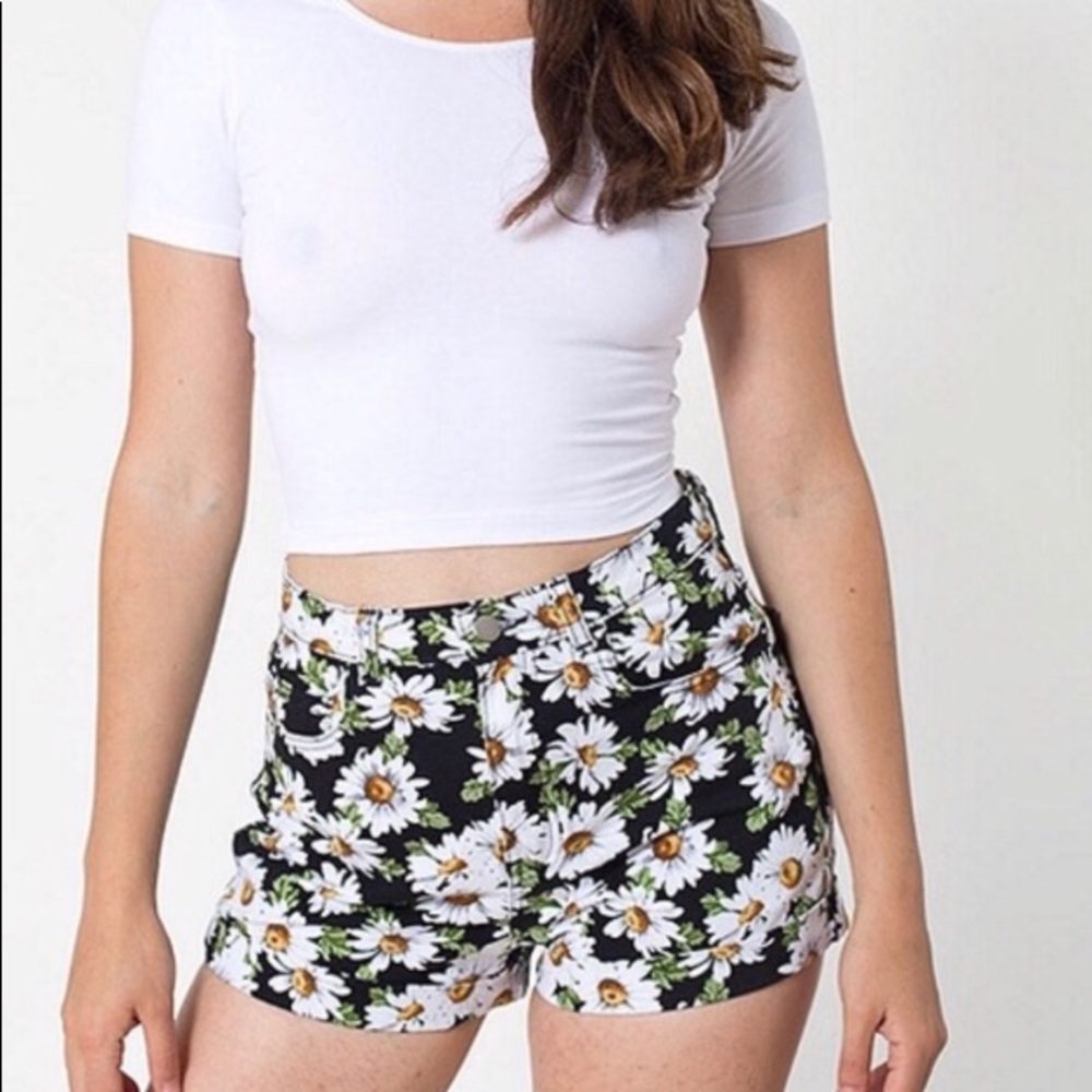 AMERICAN APPAREL High Waist Jean Shorts